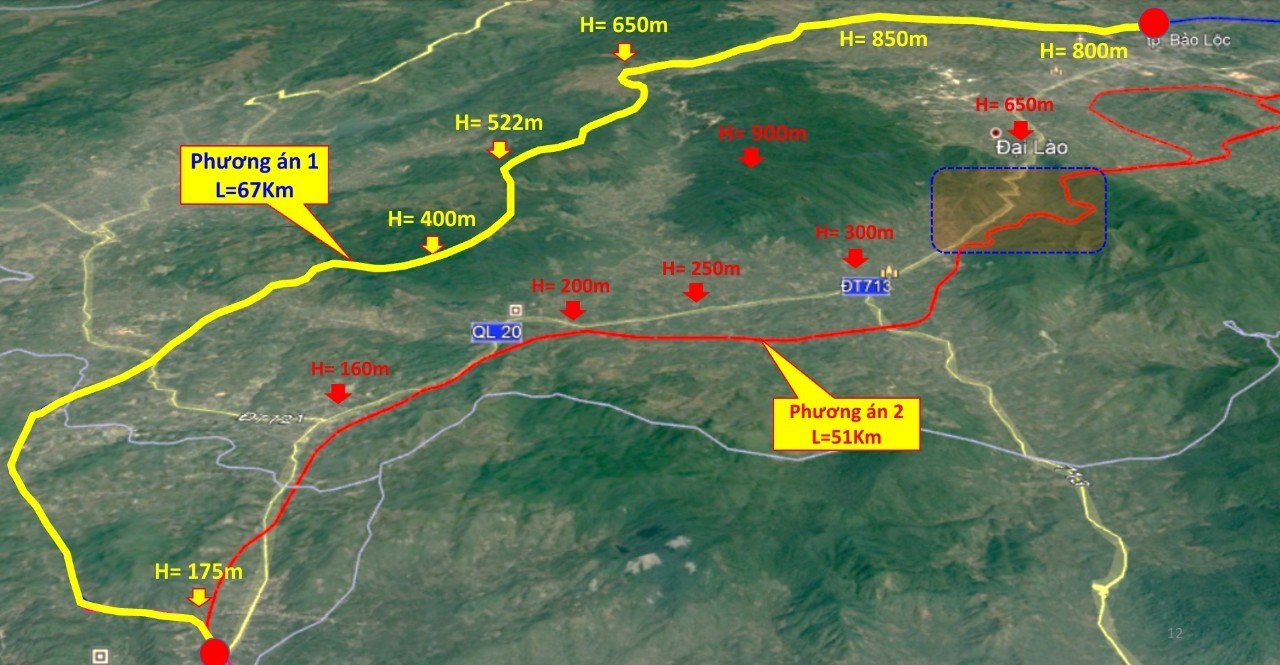 Phương án tuyến Tân Phú - Bảo Lộc