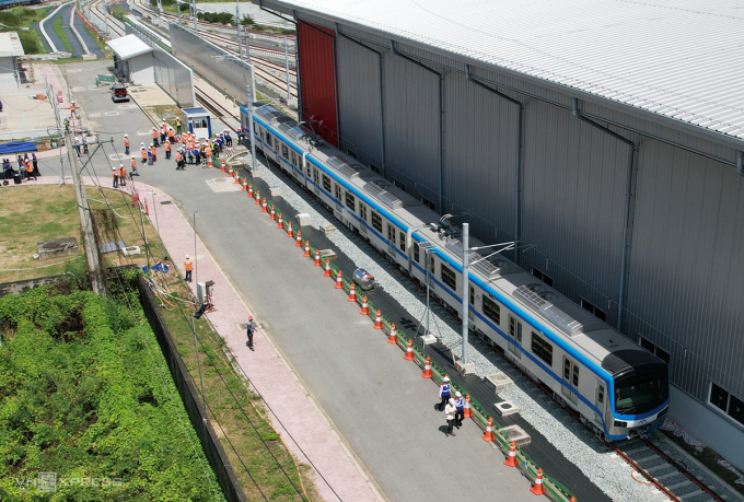 Tàu thuộc Metro Số 1 cho chạy thử ở depot Long Bình, tháng 8/2022. Ảnh: Tuấn Việt
