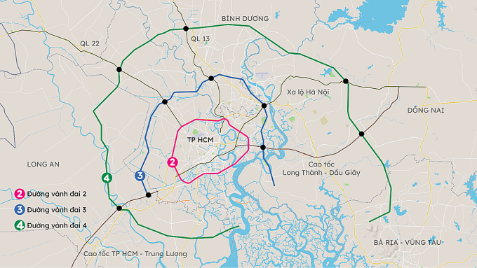 Đường vành đai 4 đi qua tỉnh Long An dài 9,3 km. Đồ họa: Khánh Hoàng