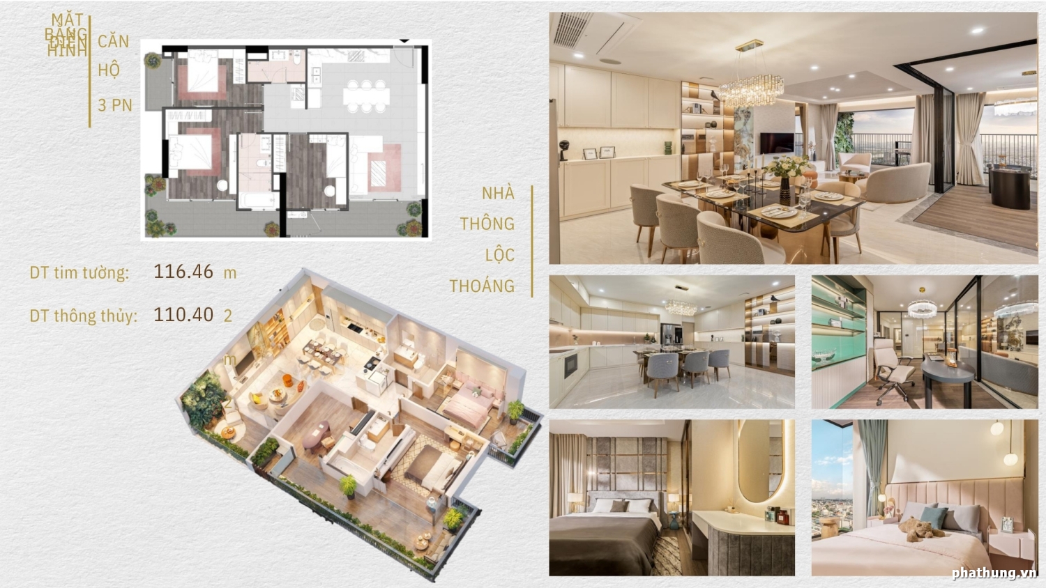 Mặt Bằng Thiết Kế Căn Hộ 3 PN Fiato Uptown Thủ Đức