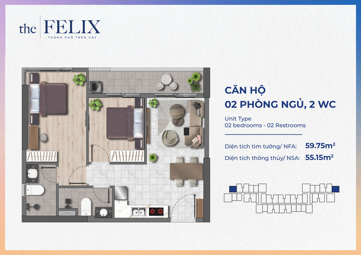 Thiet Ke Can Ho 2pn 2wp 59m2 The Felix